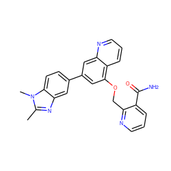 Cc1nc2cc(-c3cc(OCc4ncccc4C(N)=O)c4cccnc4c3)ccc2n1C ZINC000147826473