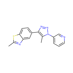 Cc1nc2cc(-c3nnn(-c4cccnc4)c3C)ccc2s1 ZINC000045300299