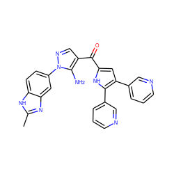 Cc1nc2cc(-n3ncc(C(=O)c4cc(-c5cccnc5)c(-c5cccnc5)[nH]4)c3N)ccc2[nH]1 ZINC000150068235