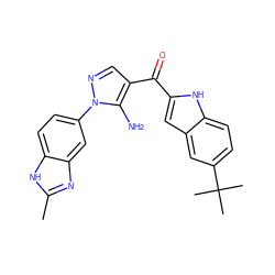 Cc1nc2cc(-n3ncc(C(=O)c4cc5cc(C(C)(C)C)ccc5[nH]4)c3N)ccc2[nH]1 ZINC000149964130