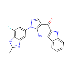 Cc1nc2cc(-n3ncc(C(=O)c4cc5ccccc5[nH]4)c3N)cc(F)c2[nH]1 ZINC000149879095