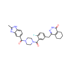 Cc1nc2cc(C(=O)N3CCN(C(=O)c4cc(Cc5n[nH]c(=O)c6c5CCCC6)ccc4F)CC3)ccc2[nH]1 ZINC000148347633