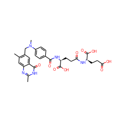 Cc1nc2cc(C)c(CN(C)c3ccc(C(=O)N[C@@H](CCC(=O)N[C@H](CCC(=O)O)C(=O)O)C(=O)O)cc3)cc2c(=O)[nH]1 ZINC000003807128