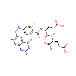 Cc1nc2cc(C)c(CN(C)c3ccc(C(=O)N[C@@H](CCC(=O)O)C(=O)N(C)[C@@H](CCC(=O)O)C(=O)O)c(F)c3)cc2c(=O)[nH]1 ZINC000029312708