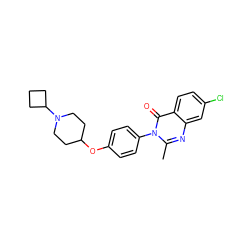 Cc1nc2cc(Cl)ccc2c(=O)n1-c1ccc(OC2CCN(C3CCC3)CC2)cc1 ZINC000040391089