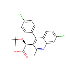 Cc1nc2cc(Cl)ccc2c(-c2ccc(Cl)cc2)c1[C@H](OC(C)(C)C)C(=O)O ZINC000169335810