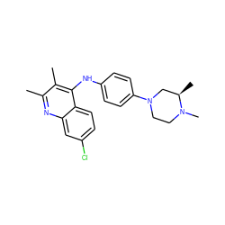 Cc1nc2cc(Cl)ccc2c(Nc2ccc(N3CCN(C)[C@H](C)C3)cc2)c1C ZINC000066102877