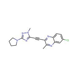 Cc1nc2cc(Cl)ccc2nc1C#Cc1nc(N2CCCC2)nn1C ZINC000210607791