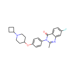 Cc1nc2cc(F)ccc2c(=O)n1-c1ccc(OC2CCN(C3CCC3)CC2)cc1 ZINC000040865997