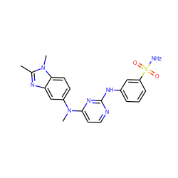 Cc1nc2cc(N(C)c3ccnc(Nc4cccc(S(N)(=O)=O)c4)n3)ccc2n1C ZINC000038449604