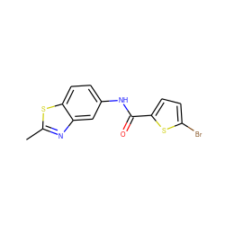 Cc1nc2cc(NC(=O)c3ccc(Br)s3)ccc2s1 ZINC000004070186