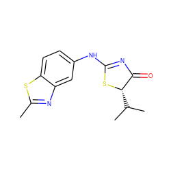 Cc1nc2cc(NC3=NC(=O)[C@H](C(C)C)S3)ccc2s1 ZINC000028826754