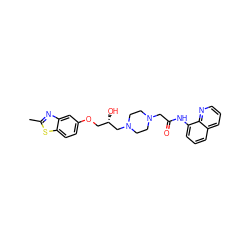 Cc1nc2cc(OC[C@H](O)CN3CCN(CC(=O)Nc4cccc5cccnc45)CC3)ccc2s1 ZINC000022932404