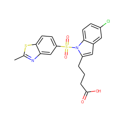 Cc1nc2cc(S(=O)(=O)n3c(CCCC(=O)O)cc4cc(Cl)ccc43)ccc2s1 ZINC000204919156