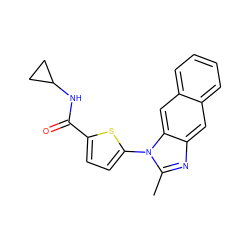 Cc1nc2cc3ccccc3cc2n1-c1ccc(C(=O)NC2CC2)s1 ZINC000169701627