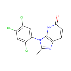 Cc1nc2ccc(=O)[nH]c2n1-c1cc(Cl)c(Cl)cc1Cl ZINC000118271929