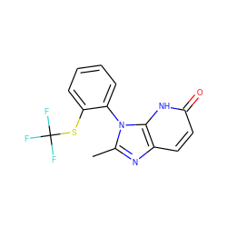 Cc1nc2ccc(=O)[nH]c2n1-c1ccccc1SC(F)(F)F ZINC000118266631