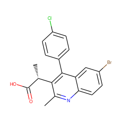 Cc1nc2ccc(Br)cc2c(-c2ccc(Cl)cc2)c1[C@@H](C)C(=O)O ZINC000169334482