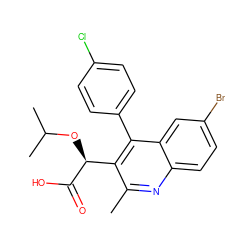 Cc1nc2ccc(Br)cc2c(-c2ccc(Cl)cc2)c1[C@H](OC(C)C)C(=O)O ZINC000138533959