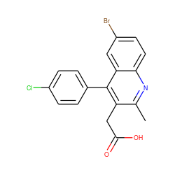 Cc1nc2ccc(Br)cc2c(-c2ccc(Cl)cc2)c1CC(=O)O ZINC000169334479