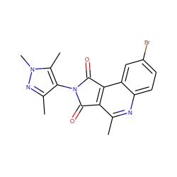 Cc1nc2ccc(Br)cc2c2c1C(=O)N(c1c(C)nn(C)c1C)C2=O ZINC000014947210