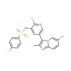 Cc1nc2ccc(Br)cn2c1-c1cnc(Cl)c(NS(=O)(=O)c2ccc(F)cc2)c1 ZINC000113699039