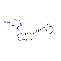 Cc1nc2ccc(C#C[C@@]3(O)C[C@@H]4CC[C@H]3C4)cc2n1-c1ncnc(N)n1 ZINC000103249644