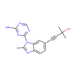 Cc1nc2ccc(C#CC(C)(C)O)cc2n1-c1ncnc(N)n1 ZINC000103249620