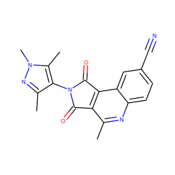 Cc1nc2ccc(C#N)cc2c2c1C(=O)N(c1c(C)nn(C)c1C)C2=O ZINC000014947211