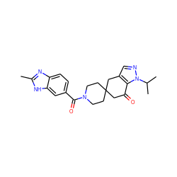 Cc1nc2ccc(C(=O)N3CCC4(CC3)CC(=O)c3c(cnn3C(C)C)C4)cc2[nH]1 ZINC000117445039