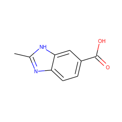 Cc1nc2ccc(C(=O)O)cc2[nH]1 ZINC000000873422