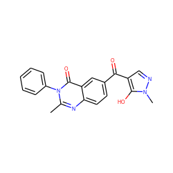 Cc1nc2ccc(C(=O)c3cnn(C)c3O)cc2c(=O)n1-c1ccccc1 ZINC000299837942
