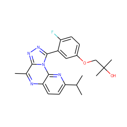 Cc1nc2ccc(C(C)C)nc2n2c(-c3cc(OCC(C)(C)O)ccc3F)nnc12 ZINC000145732328