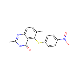 Cc1nc2ccc(C)c(Sc3ccc([N+](=O)[O-])cc3)c2c(=O)[nH]1 ZINC000013826169