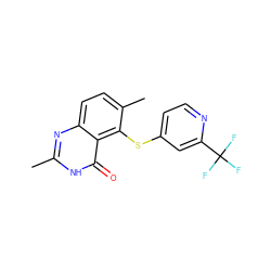 Cc1nc2ccc(C)c(Sc3ccnc(C(F)(F)F)c3)c2c(=O)[nH]1 ZINC000013826177