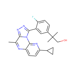 Cc1nc2ccc(C3CC3)nc2n2c(-c3cc(C(C)(C)CO)ccc3F)nnc12 ZINC000145747948