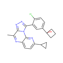 Cc1nc2ccc(C3CC3)nc2n2c(-c3cc(C4(O)CCC4)ccc3Cl)nnc12 ZINC000145745130