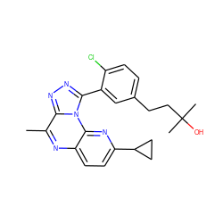 Cc1nc2ccc(C3CC3)nc2n2c(-c3cc(CCC(C)(C)O)ccc3Cl)nnc12 ZINC000145741363