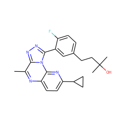 Cc1nc2ccc(C3CC3)nc2n2c(-c3cc(CCC(C)(C)O)ccc3F)nnc12 ZINC000145738803