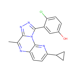 Cc1nc2ccc(C3CC3)nc2n2c(-c3cc(O)ccc3Cl)nnc12 ZINC000145726395