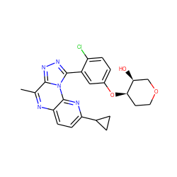 Cc1nc2ccc(C3CC3)nc2n2c(-c3cc(O[C@@H]4CCOC[C@@H]4O)ccc3Cl)nnc12 ZINC000145785237