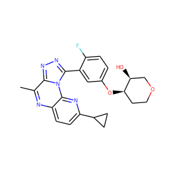 Cc1nc2ccc(C3CC3)nc2n2c(-c3cc(O[C@@H]4CCOC[C@@H]4O)ccc3F)nnc12 ZINC000145753161