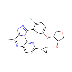 Cc1nc2ccc(C3CC3)nc2n2c(-c3cc(O[C@@H]4COC[C@@H]4O)ccc3Cl)nnc12 ZINC000145778584