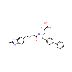 Cc1nc2ccc(CCCC(=O)N[C@@H](Cc3ccc(-c4ccccc4)cc3)C[C@H](C)C(=O)O)cc2s1 ZINC000206327770