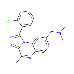 Cc1nc2ccc(CN(C)C)cc2n2c(-c3ccccc3Cl)nnc12 ZINC000095593610