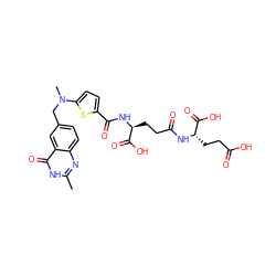 Cc1nc2ccc(CN(C)c3ccc(C(=O)N[C@@H](CCC(=O)N[C@@H](CCC(=O)O)C(=O)O)C(=O)O)s3)cc2c(=O)[nH]1 ZINC000027983551