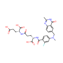 Cc1nc2ccc(CN(C)c3ccc(C(=O)N[C@@H](CCC(=O)N[C@H](CCC(=O)O)C(=O)O)C(=O)O)c(F)c3)cc2c(=O)[nH]1 ZINC000027895943