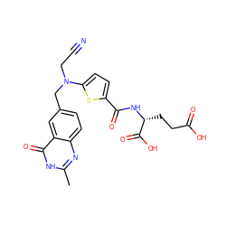 Cc1nc2ccc(CN(CC#N)c3ccc(C(=O)N[C@H](CCC(=O)O)C(=O)O)s3)cc2c(=O)[nH]1 ZINC000029390436