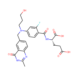 Cc1nc2ccc(CN(CCCO)c3ccc(C(=O)N[C@@H](CCC(=O)O)C(=O)O)c(F)c3)cc2c(=O)[nH]1 ZINC000026834133