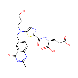 Cc1nc2ccc(CN(CCCO)c3cnc(C(=O)N[C@@H](CCC(=O)O)C(=O)O)s3)cc2c(=O)[nH]1 ZINC000013821852